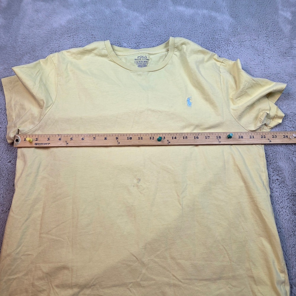 Polo Ralph Lauren T-Shirt Mens XL Yellow Custom Slim Fit Crew Neck Cotton Pony